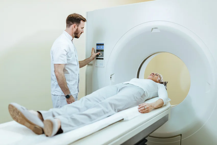 MR examination with an elderly patient